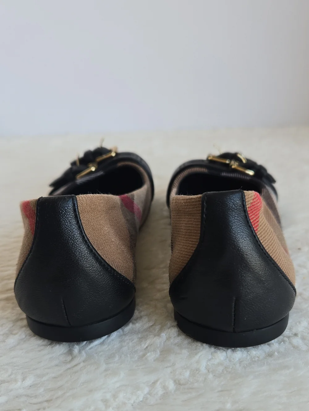 Burberry Classic Check Canvas & Leather Buckle Flats